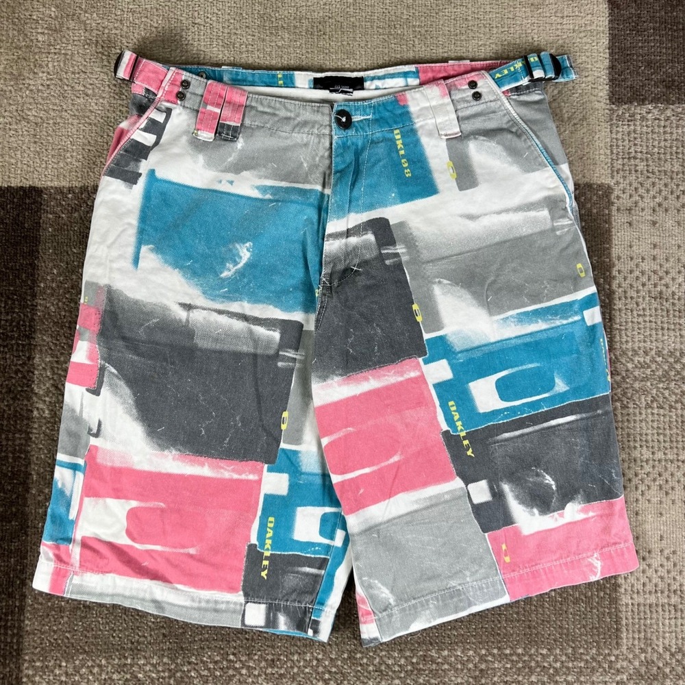 Oakley Mens Size 32‎ Abstract Print Belted Shorts Casual Multicolor